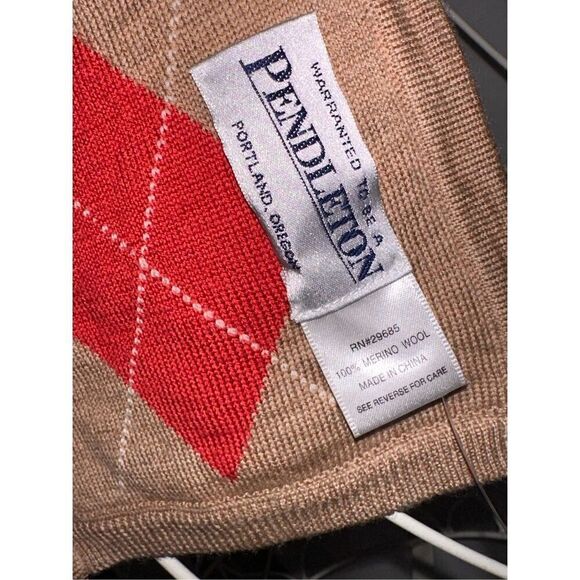 NEW WITH TAGS UNISEX Pendelton knit scarf. Tan with brown / Wool Scarf/Tradition - Picture 8 of 8
